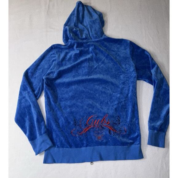 TOUCH ALYSSA MILANO MLB CHICAGO CUBS VELOUR JACKET BLUE Large - Picture 6 of 15